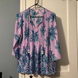 Lilly Pulitzer purple floral print blouse